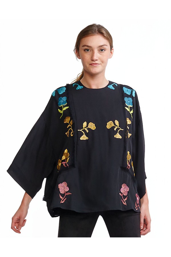 Floral Jacquard Dolman Sleeve Top
