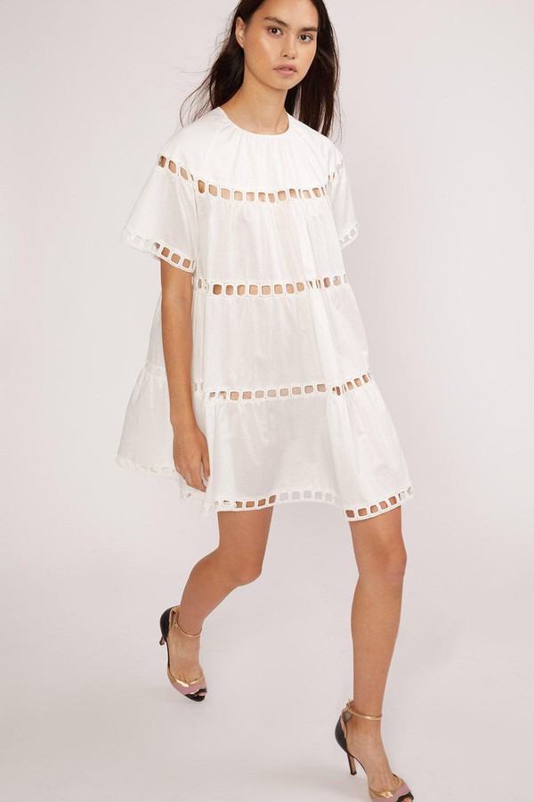 White Postcard Eyelet Dress By Cynthia Rowley At Orchard Mile Cynthia Rowley White Postcard Eyelet Dress