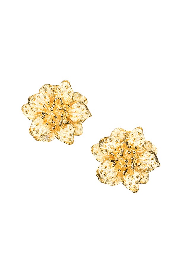 Satin Gold Dogwood Flower Clip Earring By Kenneth Jay Lane At Kenneth Jay Lane Satin Gold Dogwood Flower Clip Earring