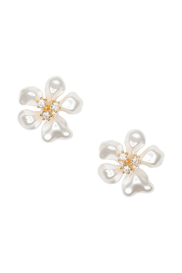 White Pearl Flower Clip Earrings By Kenneth Jay Lane White Pearl Flower Clip Earrings By Kenneth Jay Lane