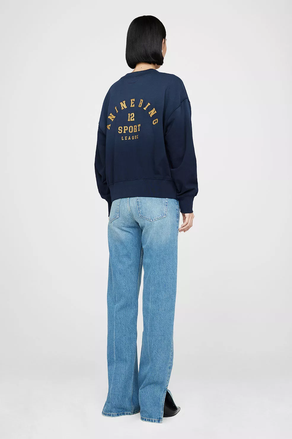 ANINE BING ROD LEAGUE スウェット Rod Sweatshirt League - Washed Navy by ANINE BING at THE MILE