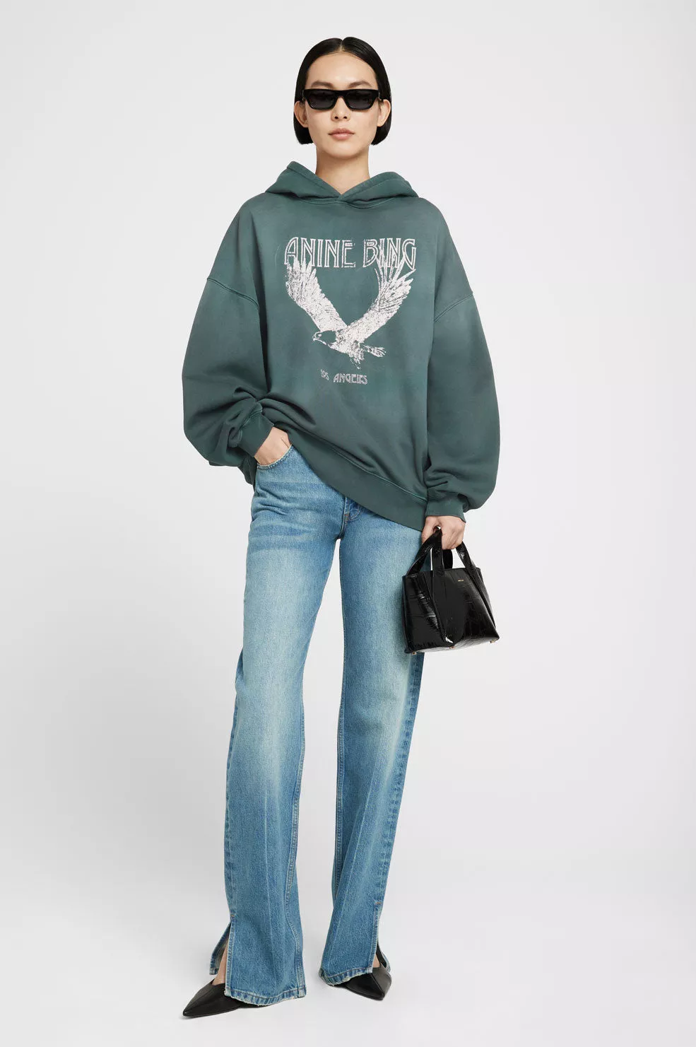 Ash Hoodie Eagle - Faded Emerald Green by ANINE BING at ORCHARD MILE