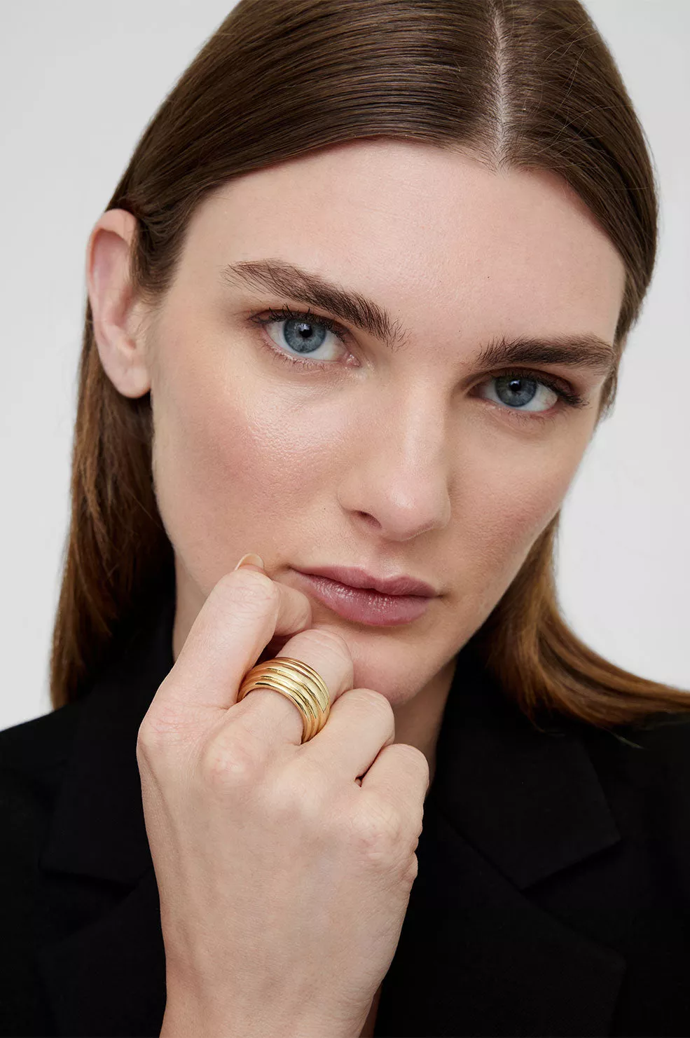 Chunky Ribbed Ring - Gold by ANINE BING at THE MILE