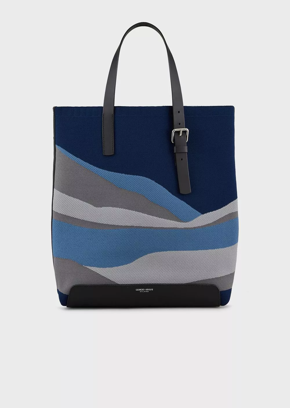 Leather And Jacquard Knit Shopper Bag by Giorgio Armani Men at THE
