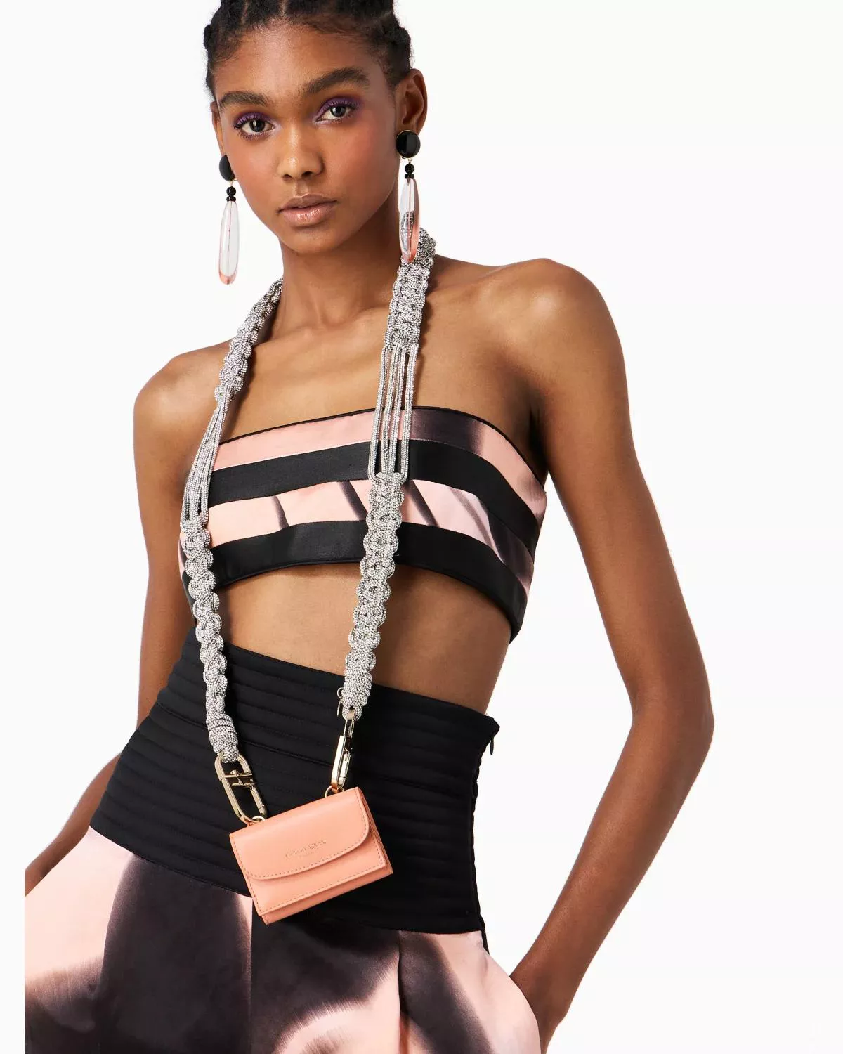 Long Rhinestone Strap With A Woven Motif by Giorgio Armani