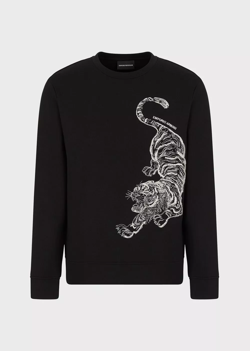 Sweatshirt With Oversized Tiger Embroidery by Emporio Armani