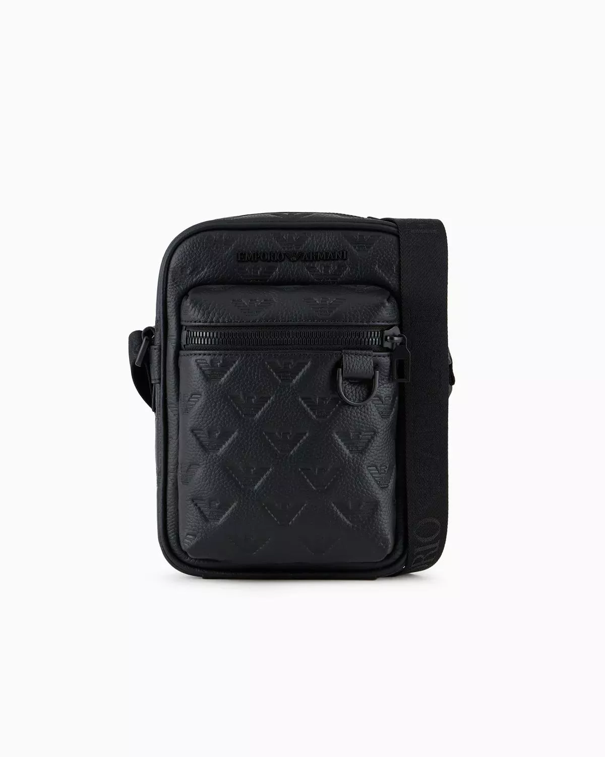 Leather Shoulder Bag With All-Over Embossed Eagle by Emporio