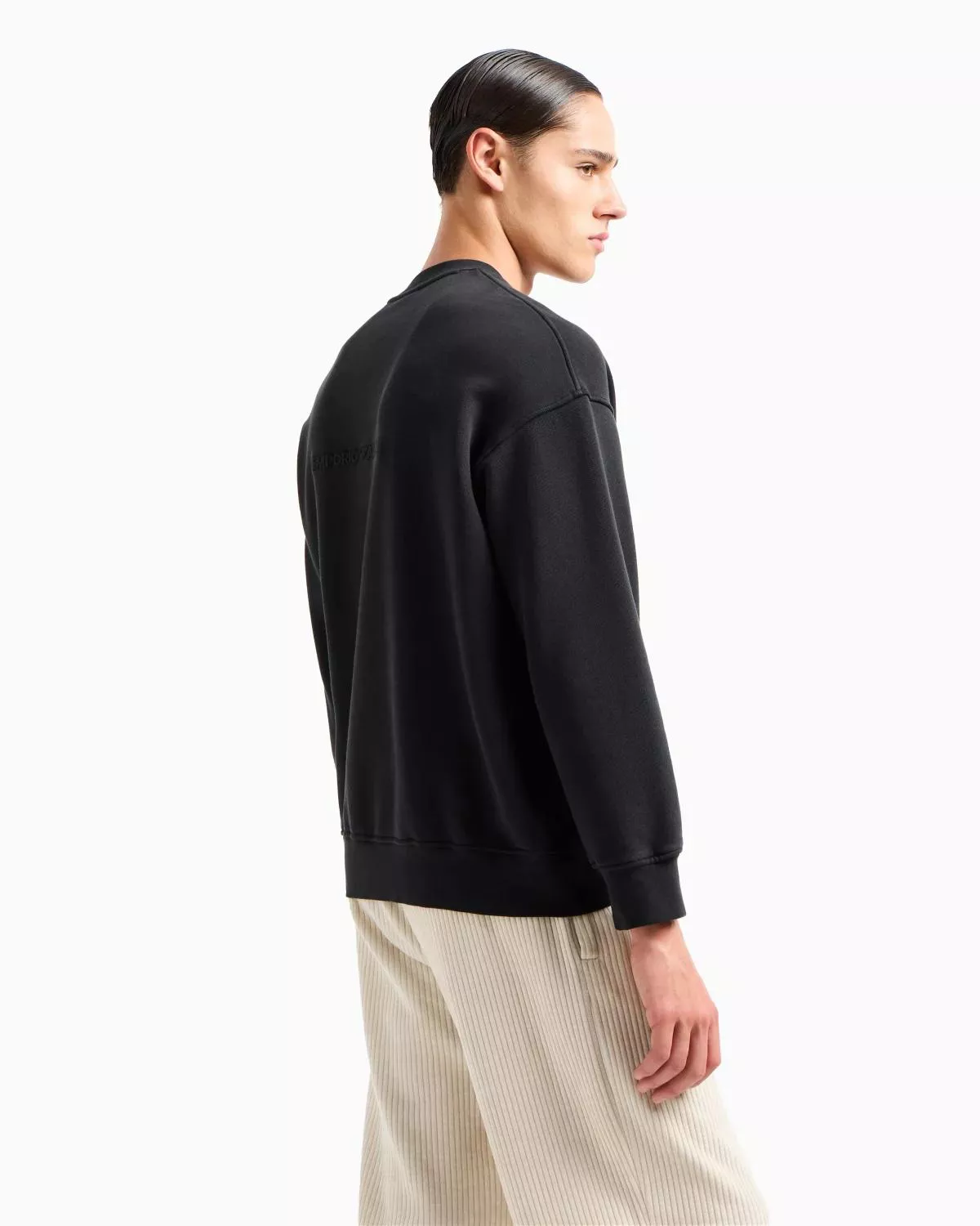 EMPORIO ARMANI EM001338AF12897U8039 関税送料込 Loose-Fit Jersey Sweatshirt With Super-Embossed Logo