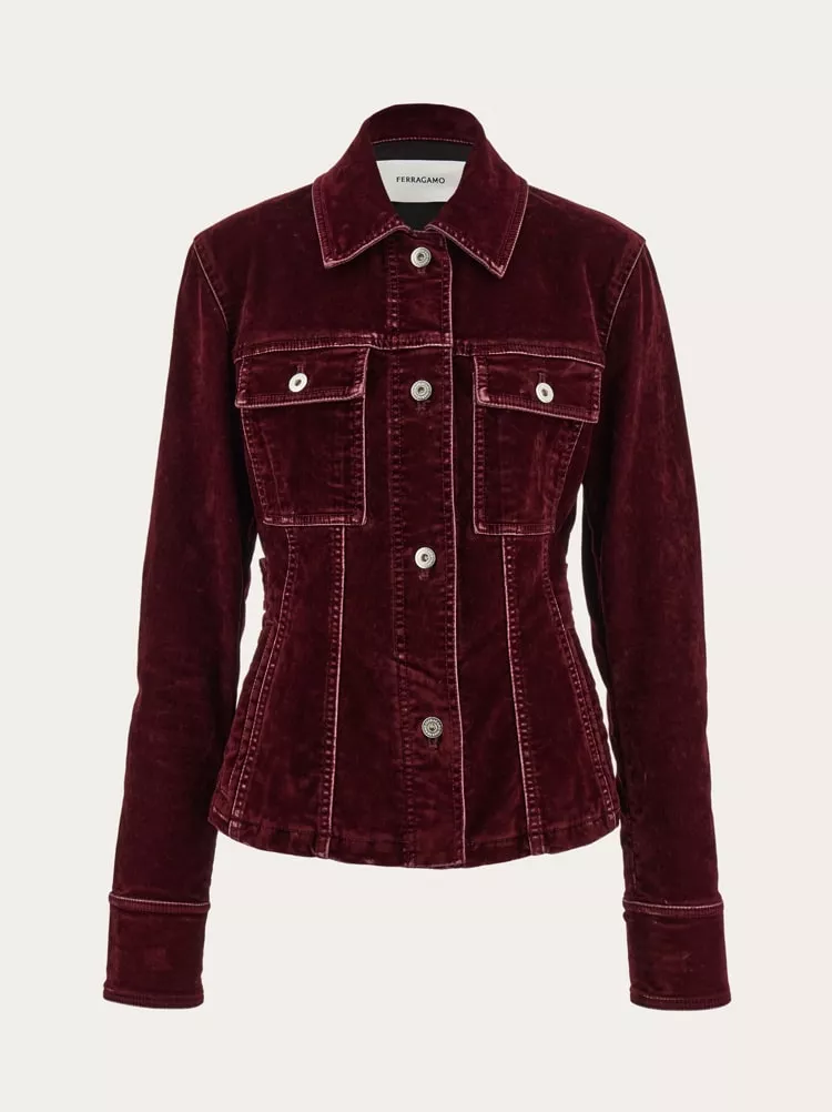 ジャケット SALVATORE FERRAGAMO TRUCKER JACKET IN FLOCKED COTTON Trucker Jacket by FERRAGAMO at THE MILE