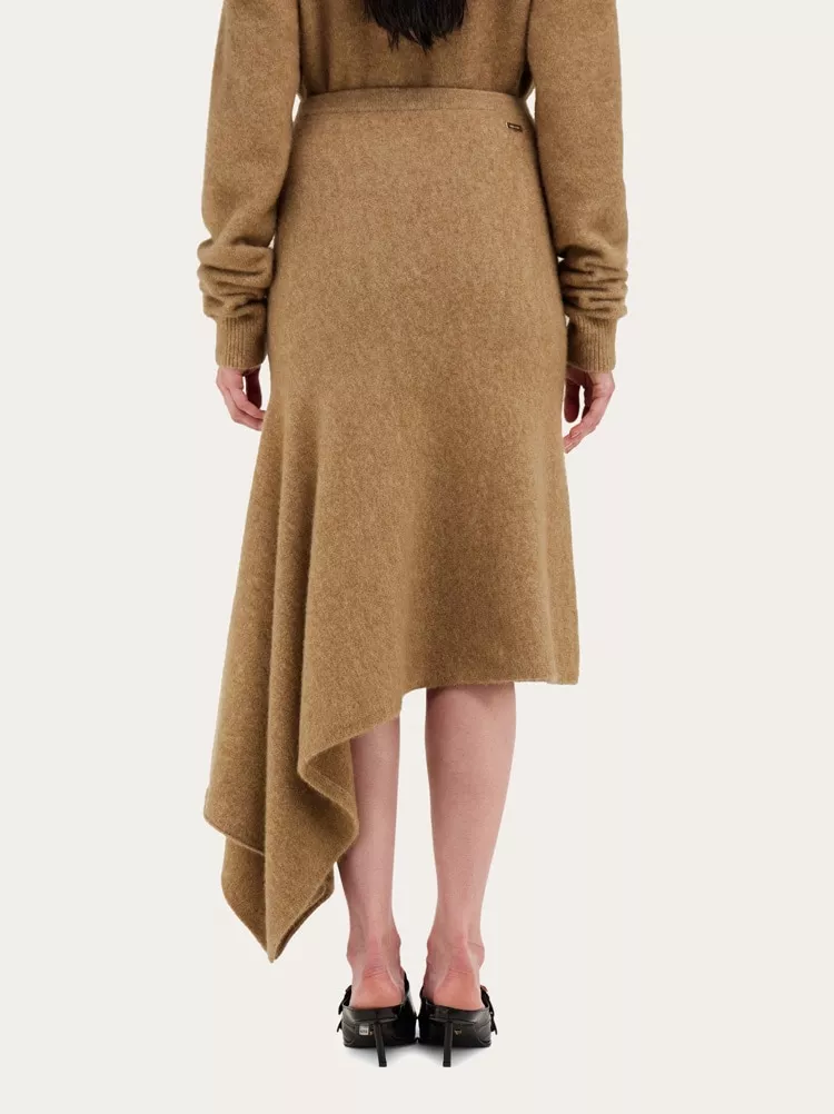 Asymmetric Alpaca And Silk Blend Skirt by FERRAGAMO at THE MILE