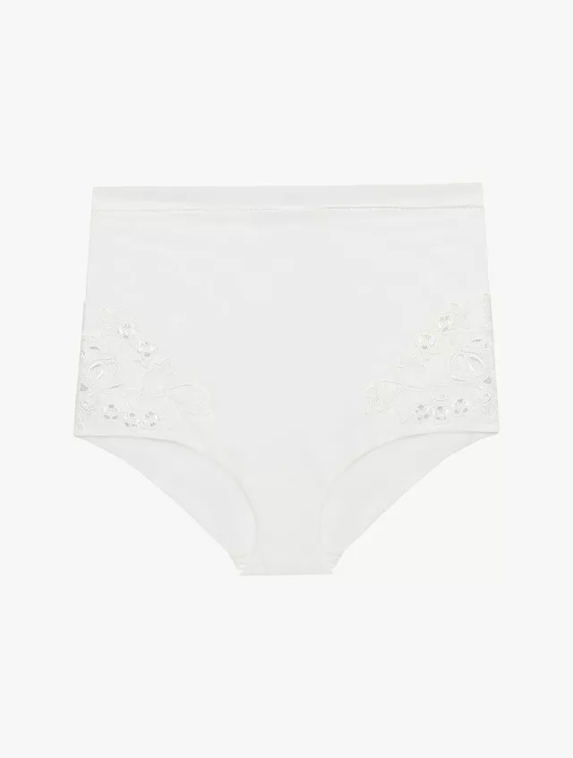 High-Waisted Briefs In Off-White Stretch Tulle by La Perla