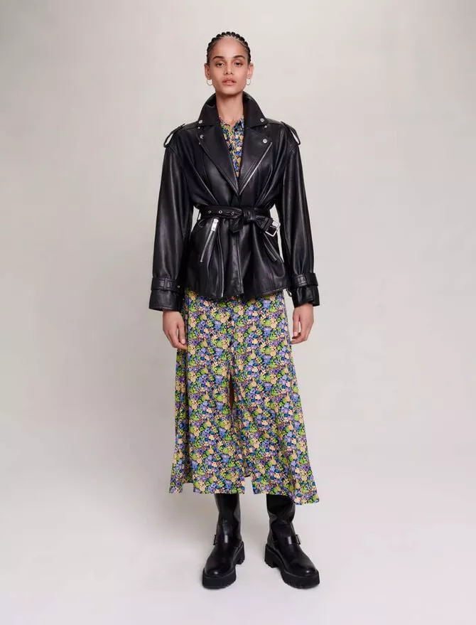 ジャケット・アウター Maje belted leather jacket Maje Leather Jacket | Saks Fifth Avenue