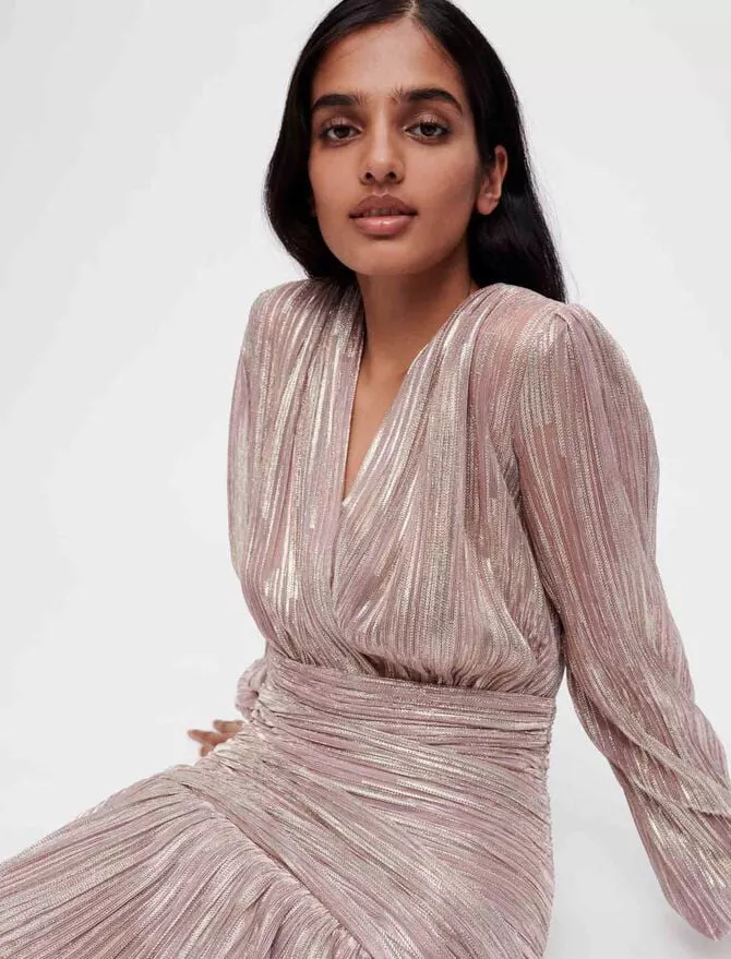 MAJE [マージ] Lurex Drape Mini Dress Lurex draped dress Pink For Women | Maje