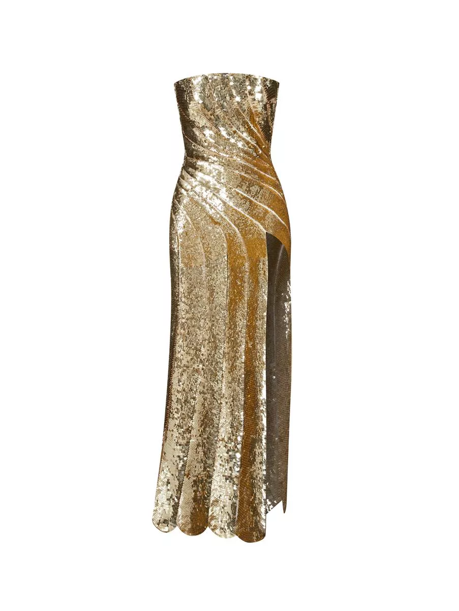 oscar de la renta scallop sequin mini dress Oscar De La Renta Sequin Scallop Embroidered Mini Dress - Red