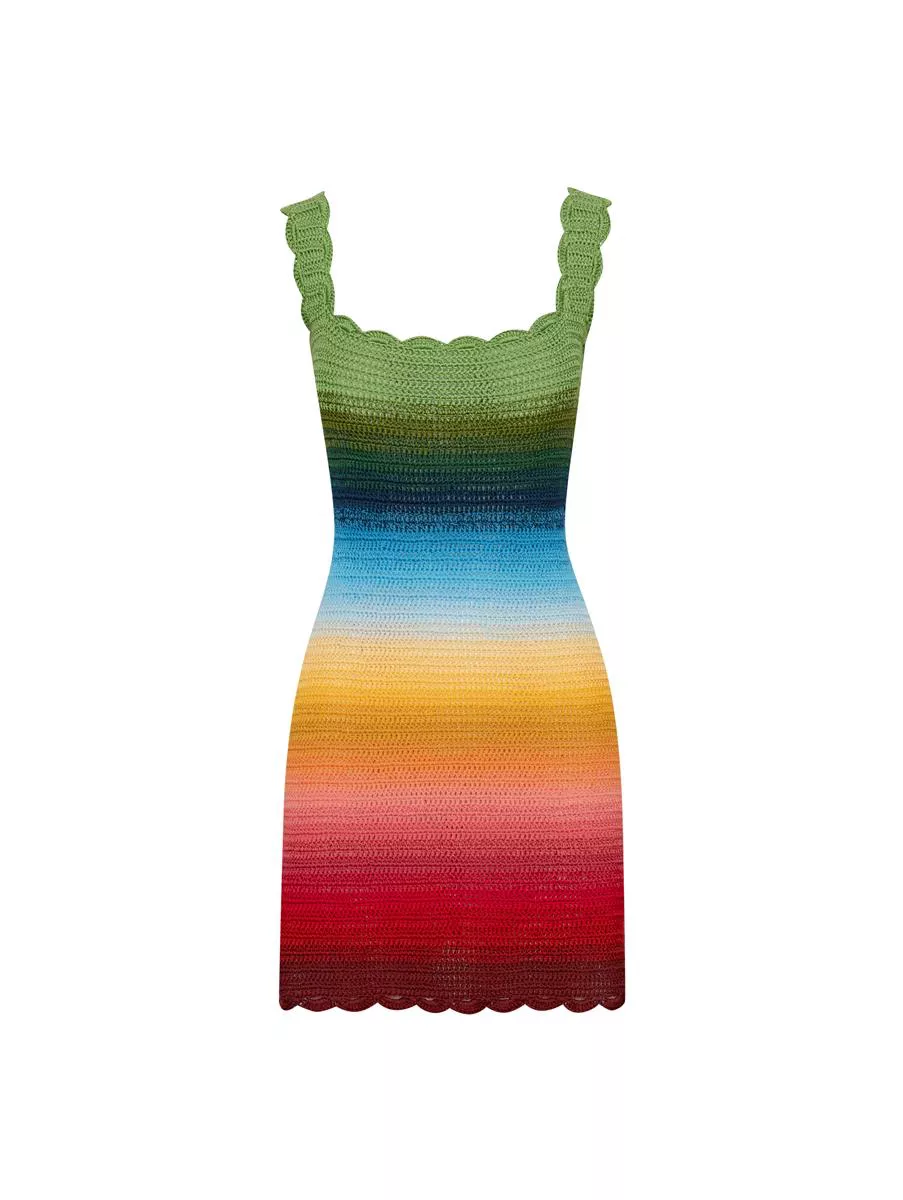 Rainbow Ombr Crochet Dress by Oscar de la Renta at THE MILE