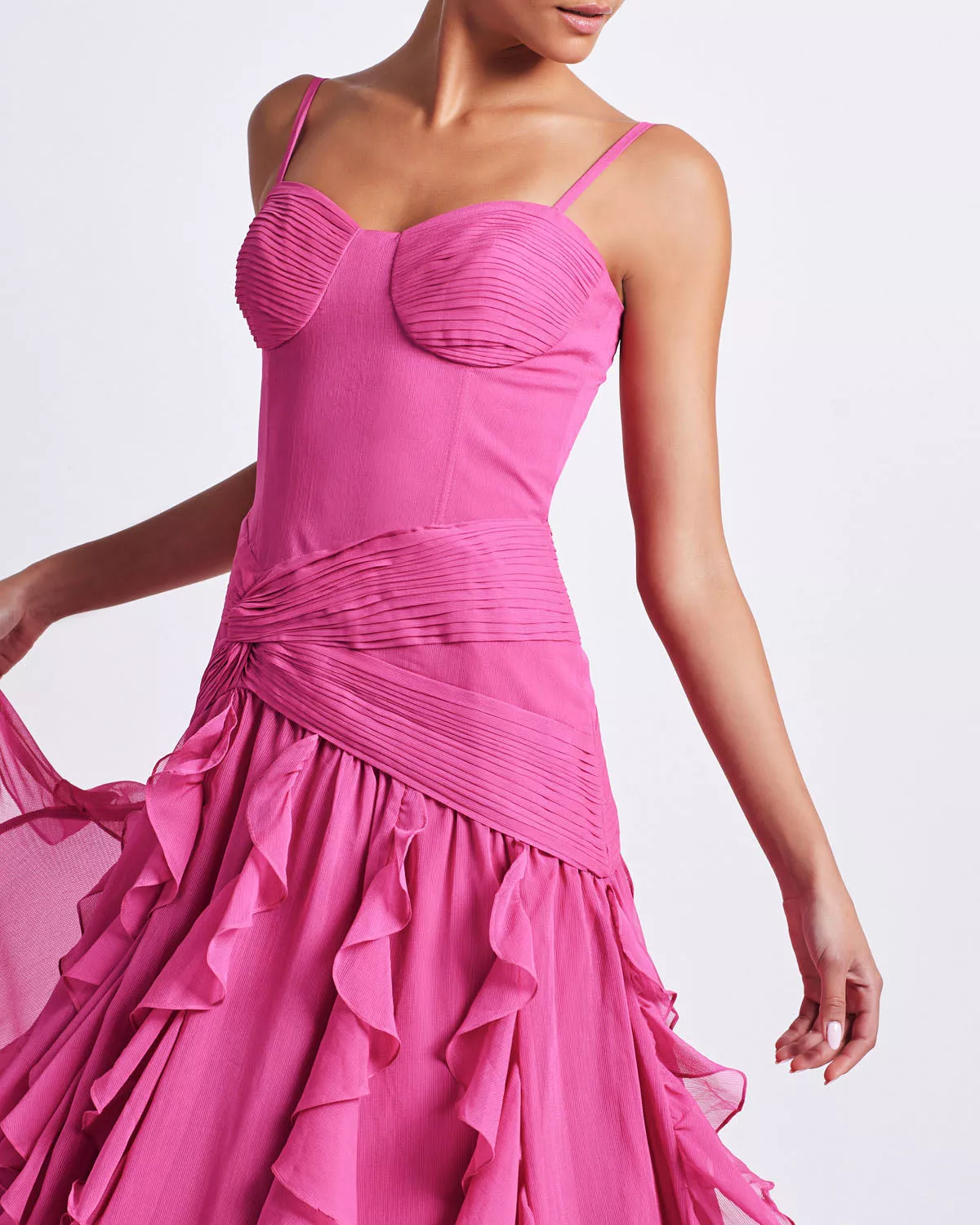 Lace Bustier Maxi Dress Patbo Ruffle Dress Patbo Iris Lace Bustier Maxi  Pink Ombre Garmentory