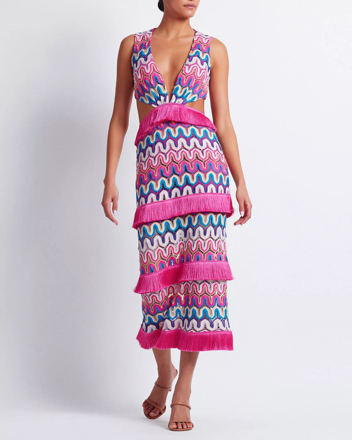 Crochet Cut-Out Midi Dress by PatBO at THE MILE