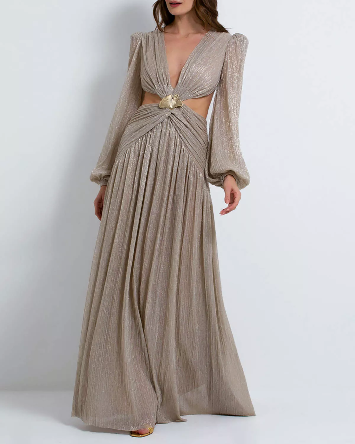 Lurex Cutout Maxi Dress by PatBO at THE MILE