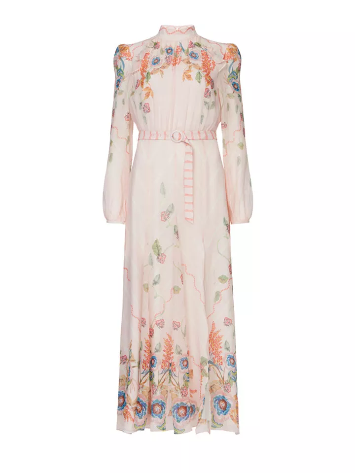 knee length dresses for ladies Saloni Jacqui-b Belted Midi Dress - Jangle