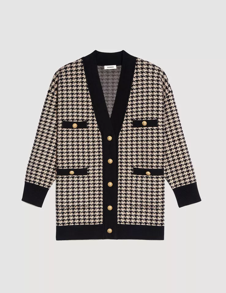 Long Houndstooth Coatigan by Sandro at THE MILE