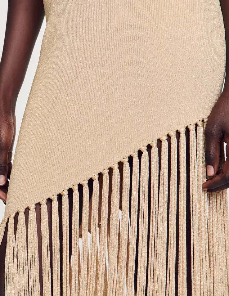 sandro asymmetric fringed dress Asymmetrical Fringed Maxi Dress by Sandro at THE MILE