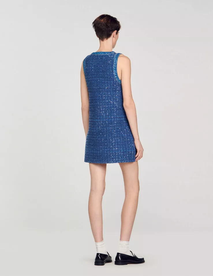 Short Tweed Trapeze Dress by Sandro at THE MILE