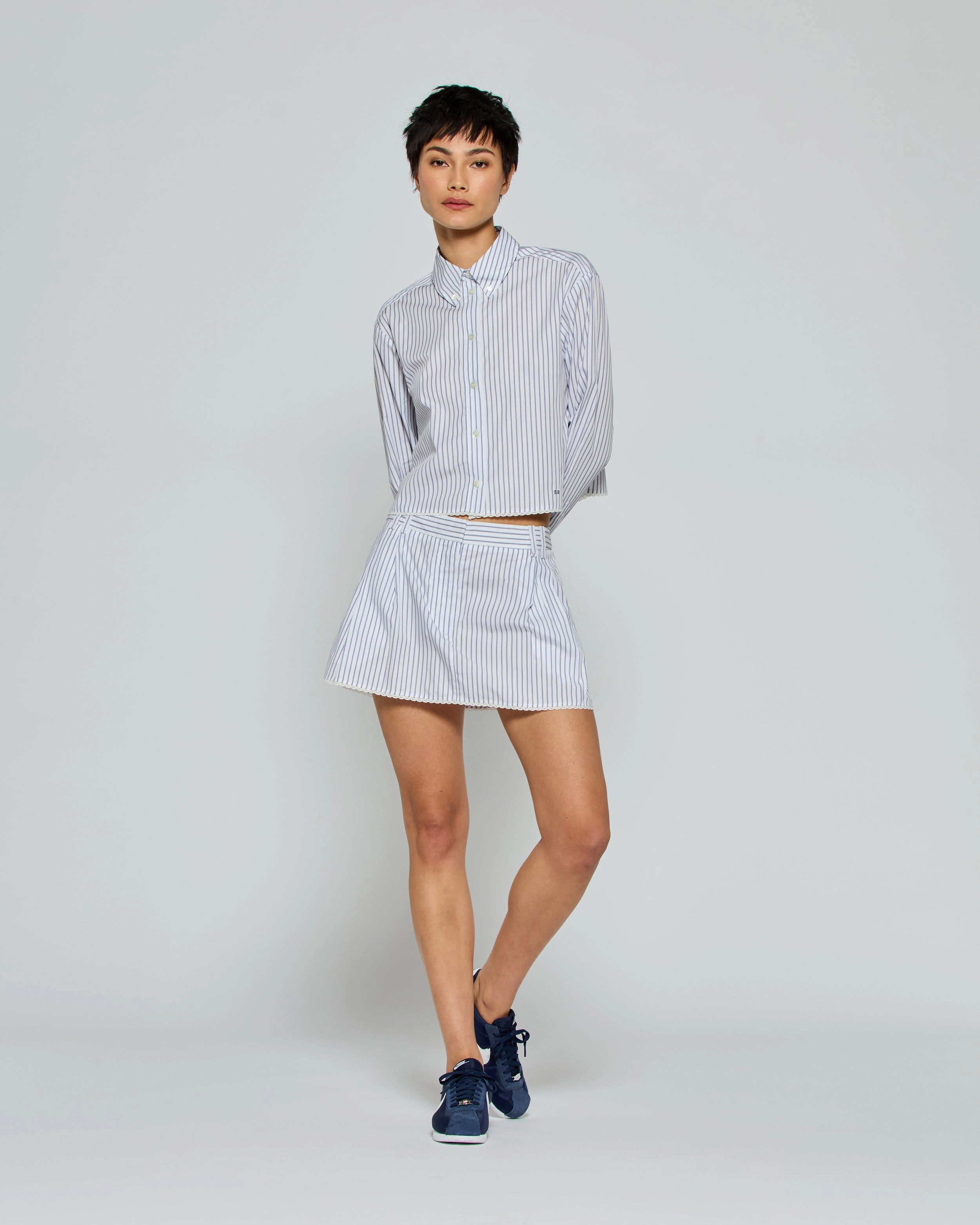 ミニスカート Serena Bute Striped Serena Mini Skirt - Navy/White Striped Serena Mini Skirt - Navy/White by SERENA BUTE at THE