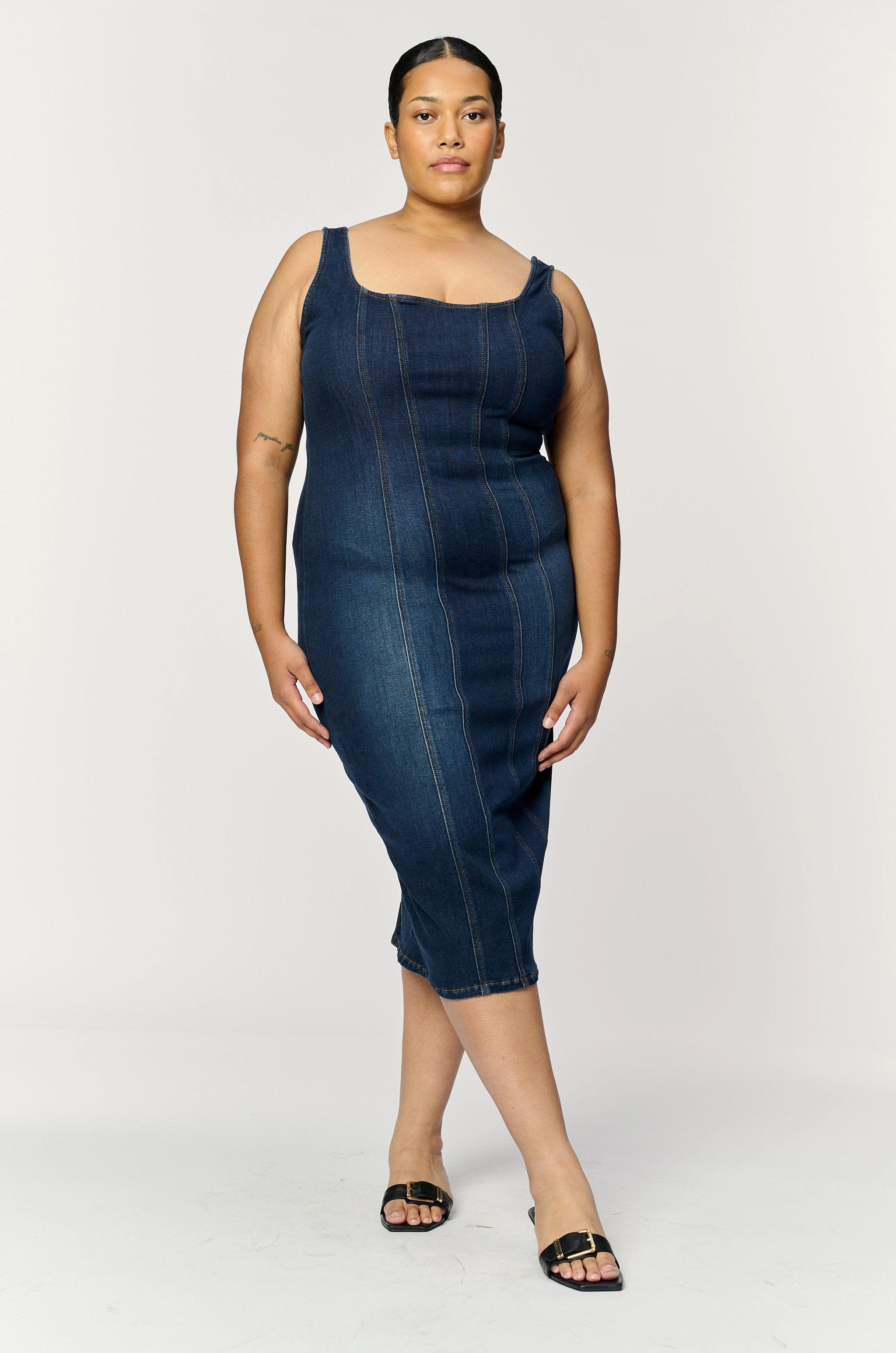 Denim Plus Size High Waisted Skirt I Go Vroom Vroom FCO PLUS DENIM