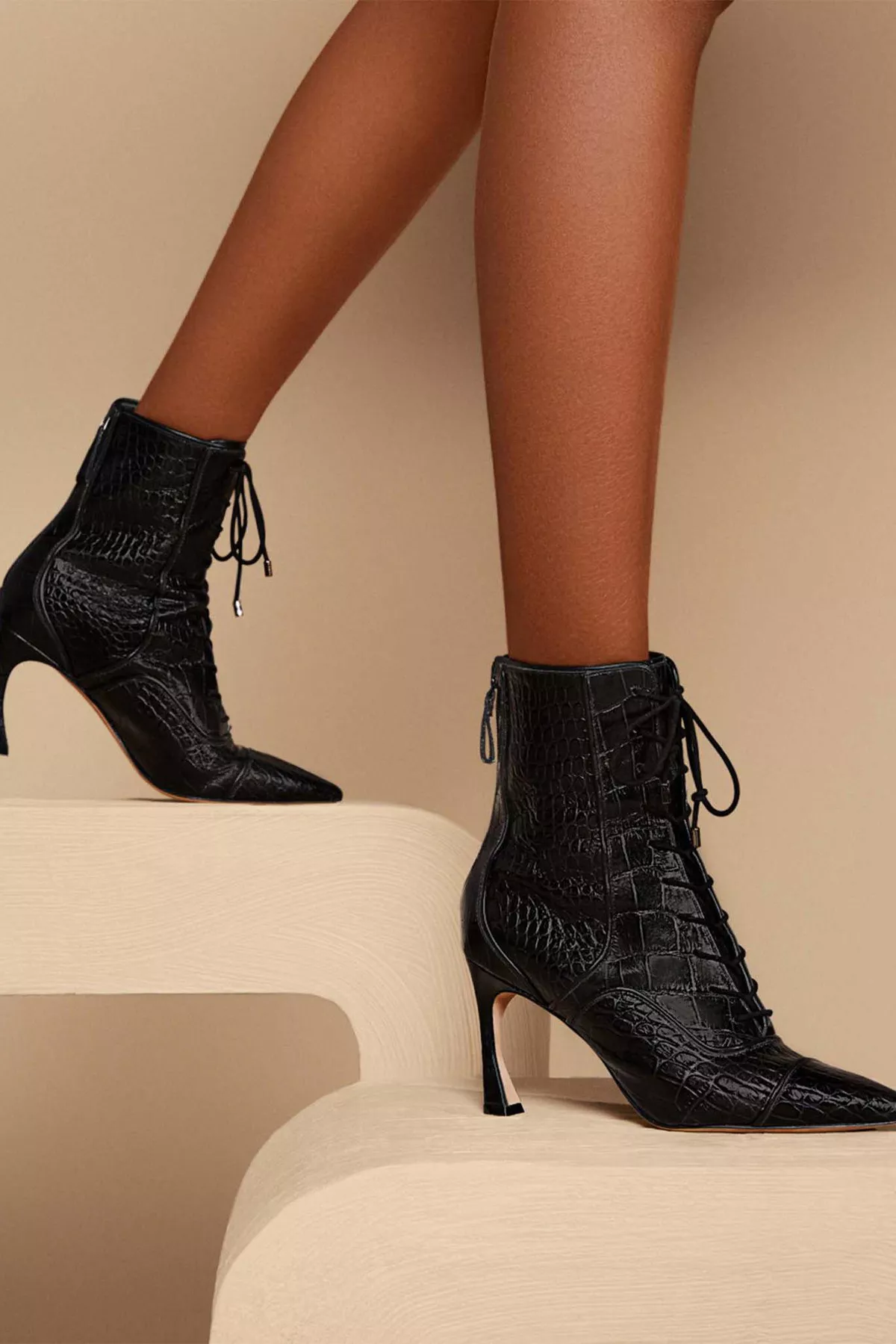 Heeled Schutz Anaiya Snakeskin Print Leather Bootie Platform