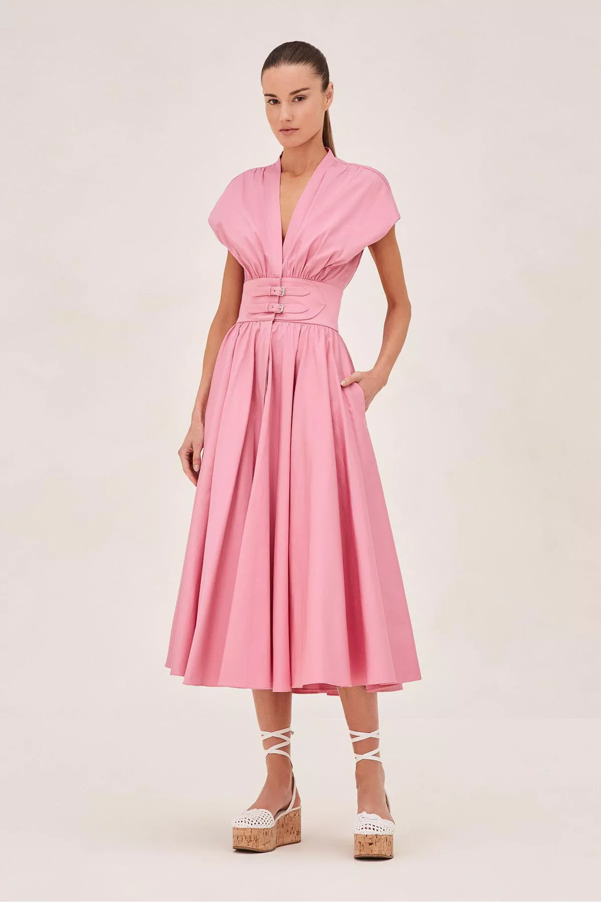 knee length dresses for ladies Alexis Midi Dress, in Rose Gold Luxe Satin, Size: Small | Show Me Your Mumu main image 0