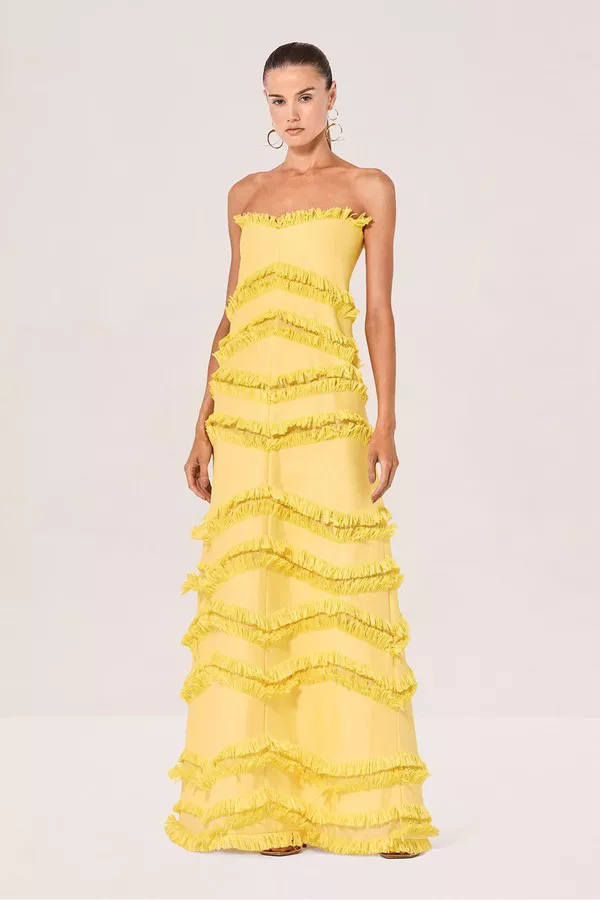 slim fit dress slacks The Alexis Strapless Glitter Gown with Removeable Overskirt Sage / 6 main image 0