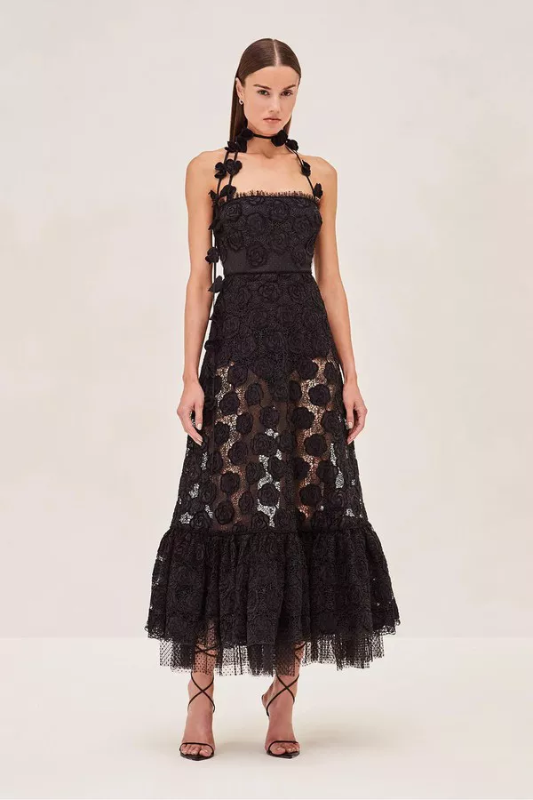 knee length dresses for ladies Alexis Sheath Ribbon Lace Midi Dress main image 0