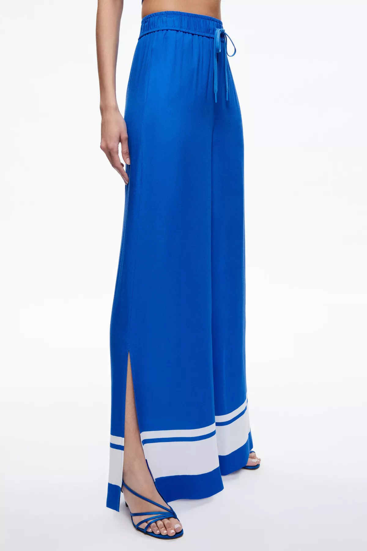 【ALICE+OLIVIA】Savetta High Waist Pants - Beyond Stripe Alice And Olivia Savetta Two-tone Palazzo Trousers In Beyond