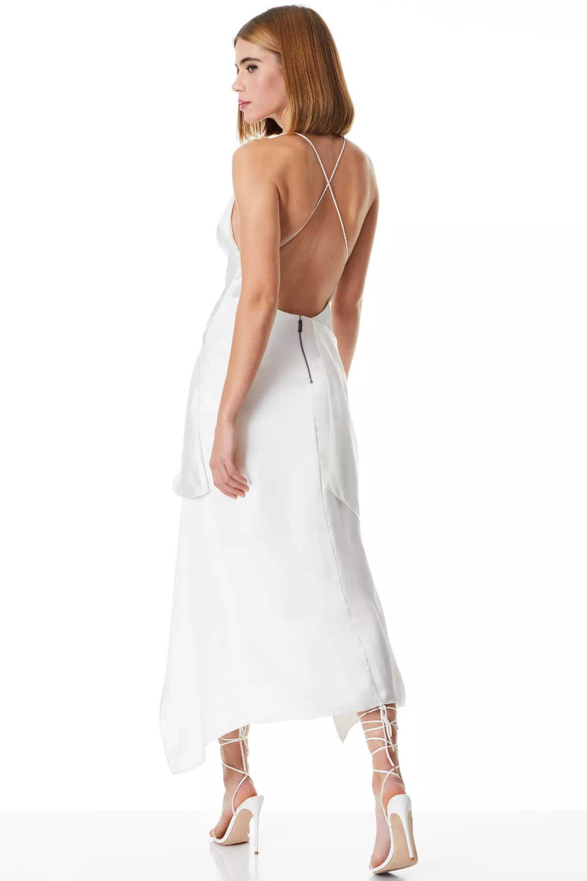 white dress with off shoulder sleeves White Fitted Off Shoulder Sequin Gown by Ladivine CD0203W
