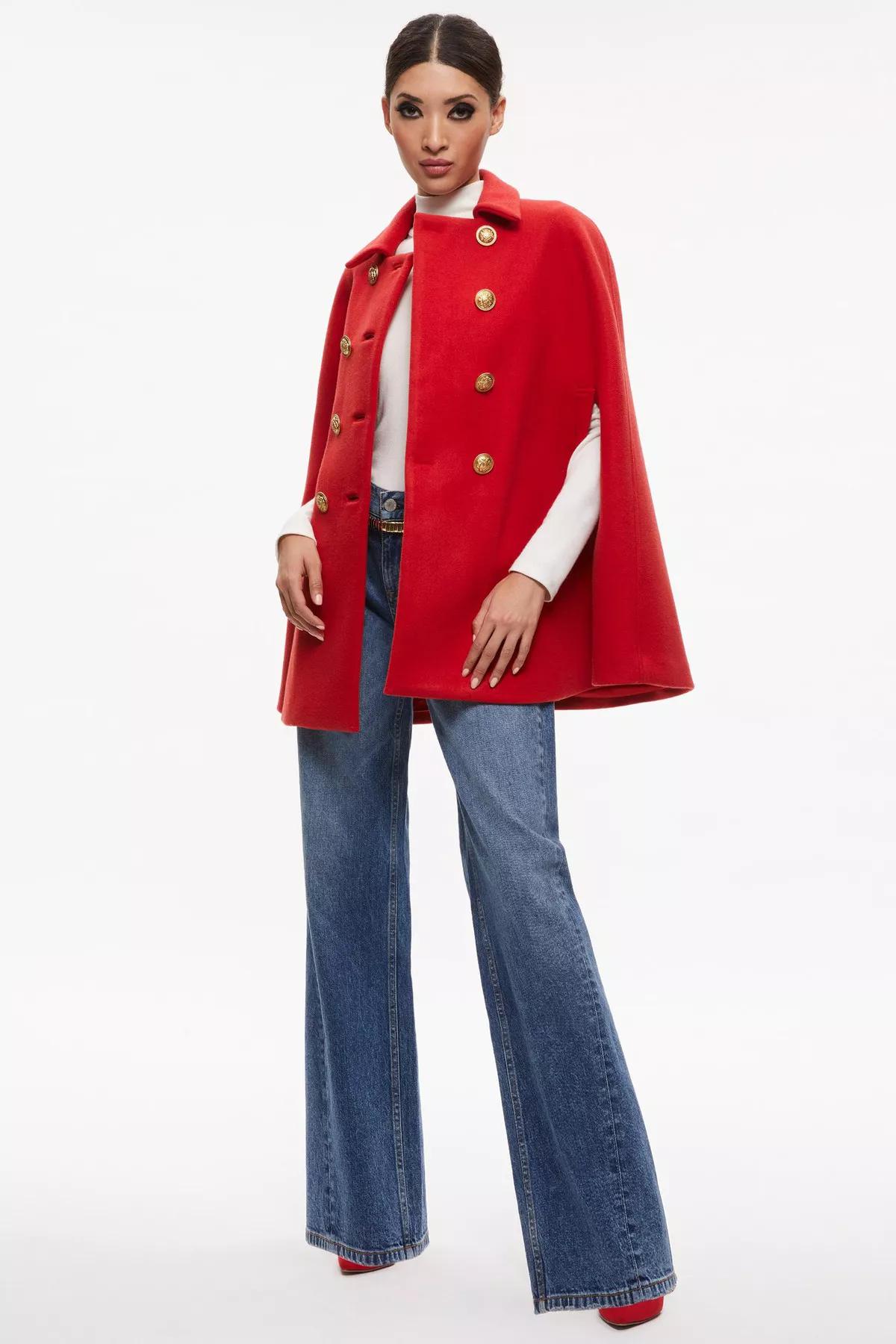 Alice + Olivia★Reynalda Double Breasted Cape Coat - Ecru Reynalda Double Breasted Cape by alice + olivia at THE MILE