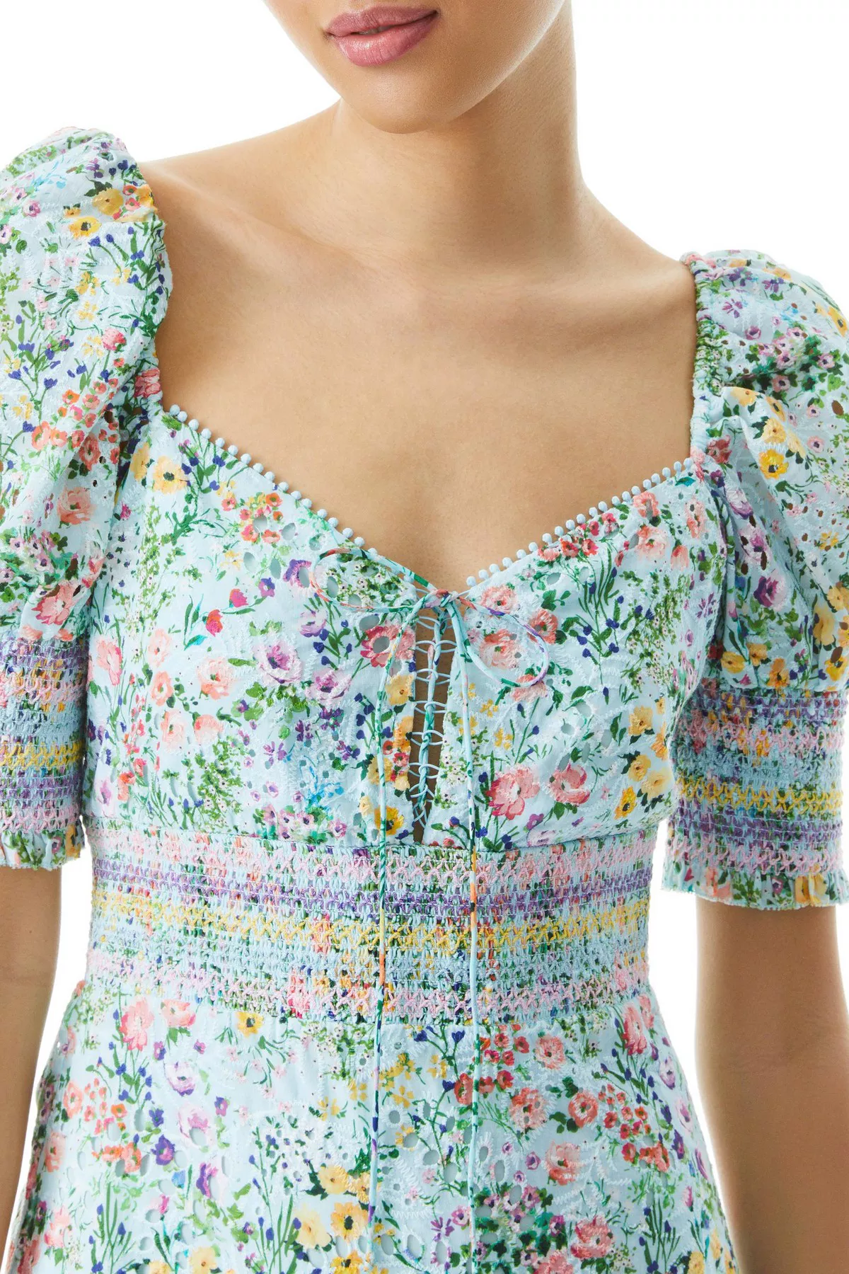 alice + olivia crawford smocked mini dress Alice + Olivia Crawford Floral Mini Dress, size L or XL new with tags