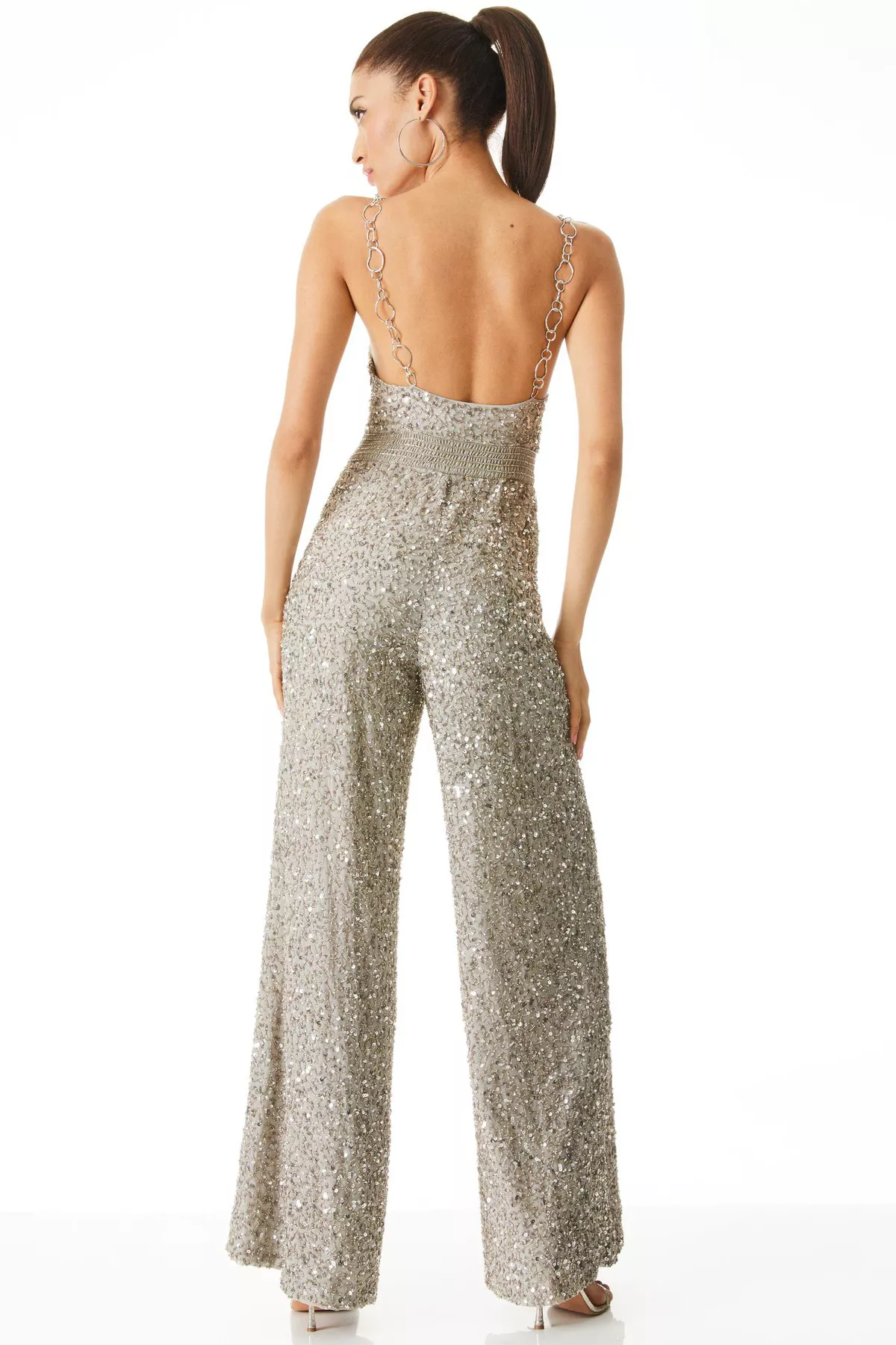Riska Embellished Cowl Neck Chain Strap Jumpsuit by alice +