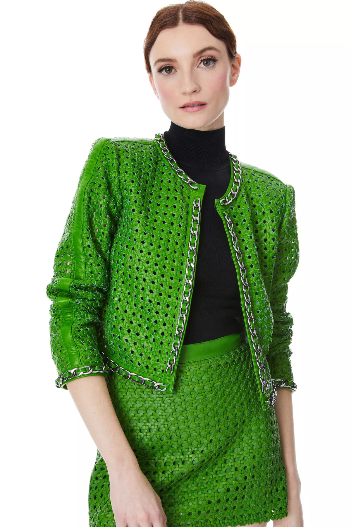 Brixton Leather Cropped Jacket by alice + olivia at THE MILE