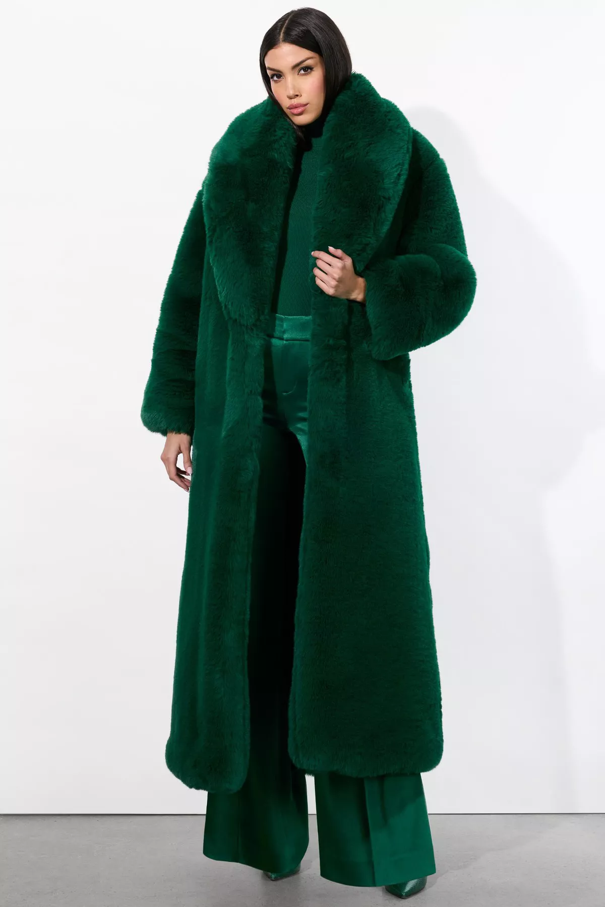 LIMI feu リミフゥ 厚手ニットコート 深緑 グリーン Yetta Faux Fur Coat by alice + olivia at THE MILE
