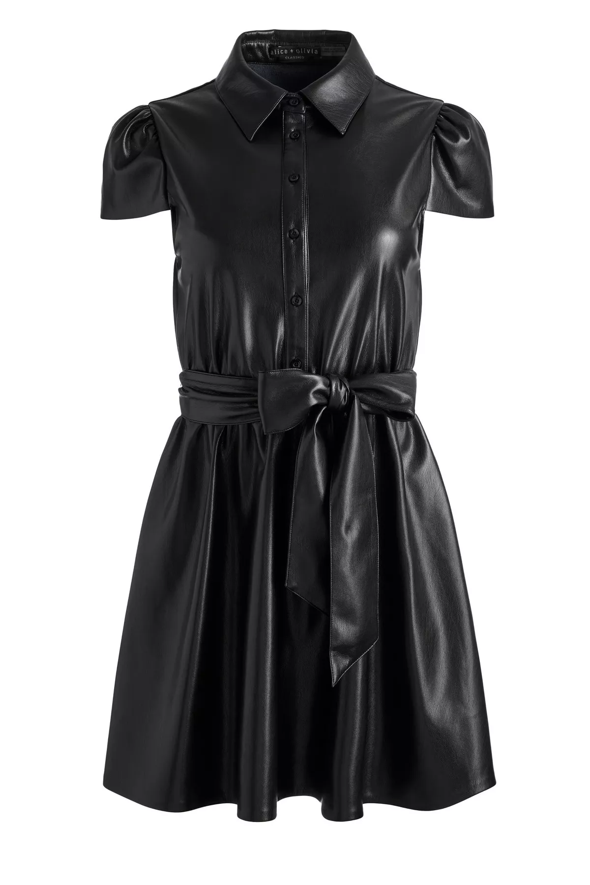 alice and olivia faux leather dress alice + olivia- Emmy Vegan Leather Mini Dress – SorellaLLC