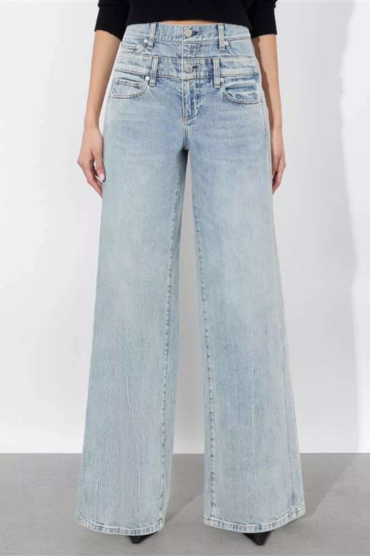 Cool Double Waistband Jean by alice + olivia at THE MILE