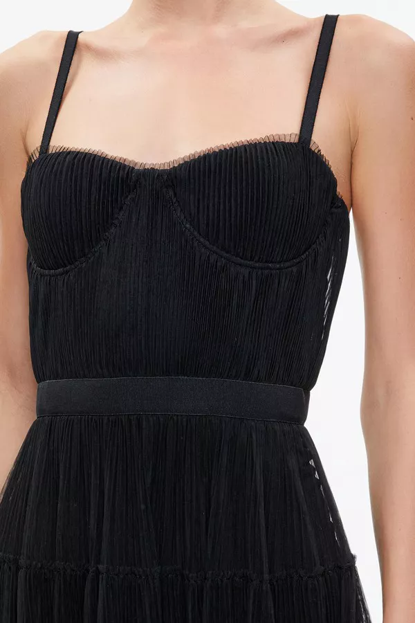 deena pleated maxi dress with hot pant ALICE + OLIVIA Deena Pleated Maxi Dress with Hot Pants