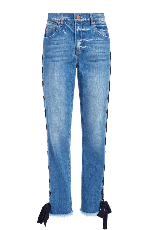 Shayne Lace Up Ribbon Jean by alice + olivia at THE MILE