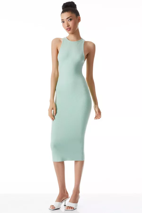 mint green bodycon midi dress Forest Green Slip Bodycon Midi Dress – Gabi Swimwear main image 1