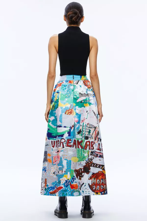 ❇️AliceOlivia x BasquiatTina 正規24マキシスカート A+O X Basquiat Tina Tea Length Skirt by alice + olivia at