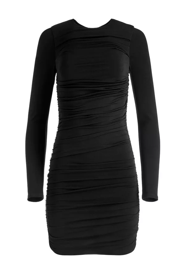 alice and olivia katherina ruched fitted dress KATHERINA RUCHED FITTED DRESS in OFF WHITE