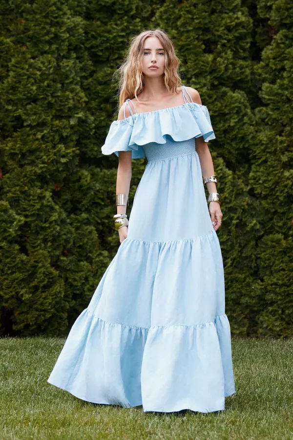 Alice+Olivia■Kia■マキシドレス■オフショルダー Alice + Olivia】KIA オフショルダー ティアード マキシドレス