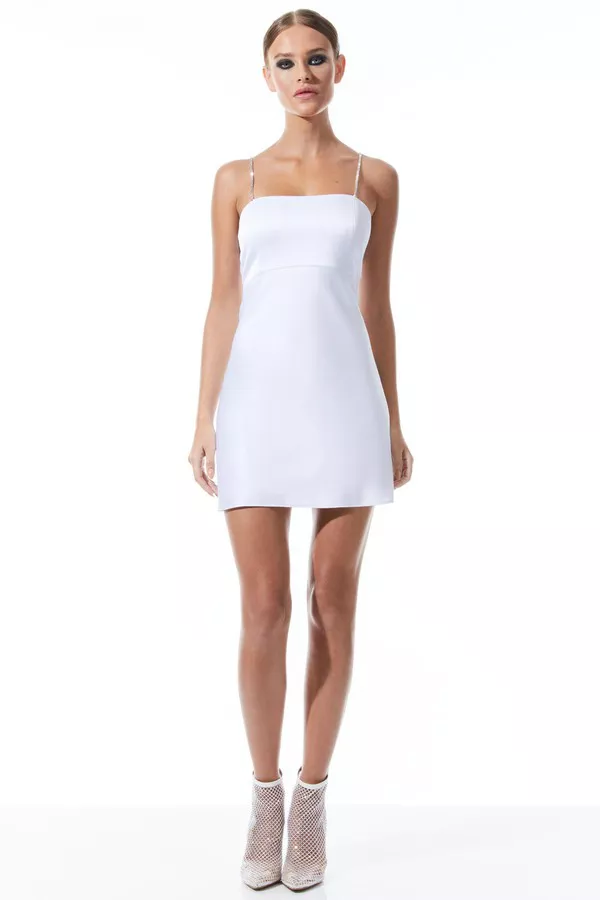 knee length dresses for ladies Realisme Wrap Halter Mini Dress | Black & White Papier Print