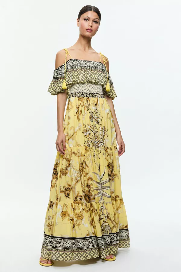 Kia Off The Shoulder Tiered Maxi Dress by alice + olivia at THE MILE