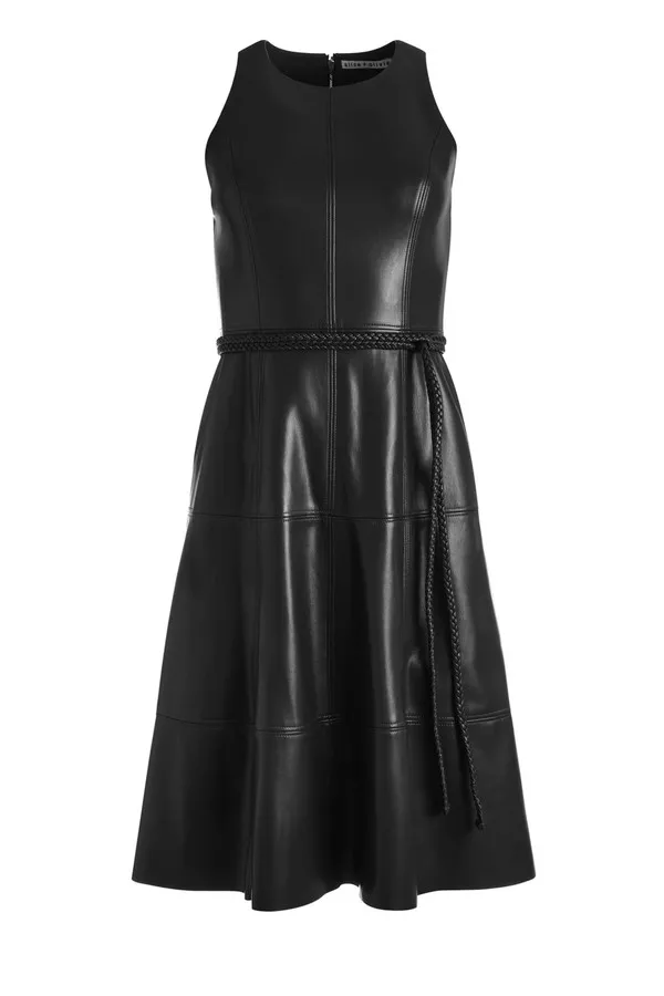 leather dress midi SHAI PU MIDI DRESS IN BURGUNDY – AKIRA main image 1